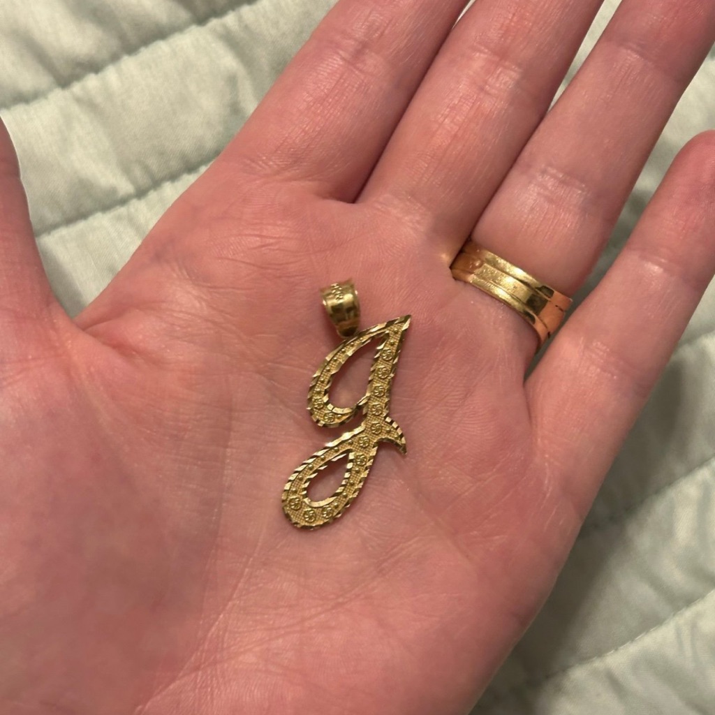 New Solid 10k Yellow Gold J Initial Pendant